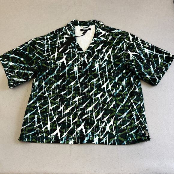 Nova Men Snap Up Savannah Shirt Mens XL Green Jungle Forest Canvas Vacay Casual - Picture 1 of 9